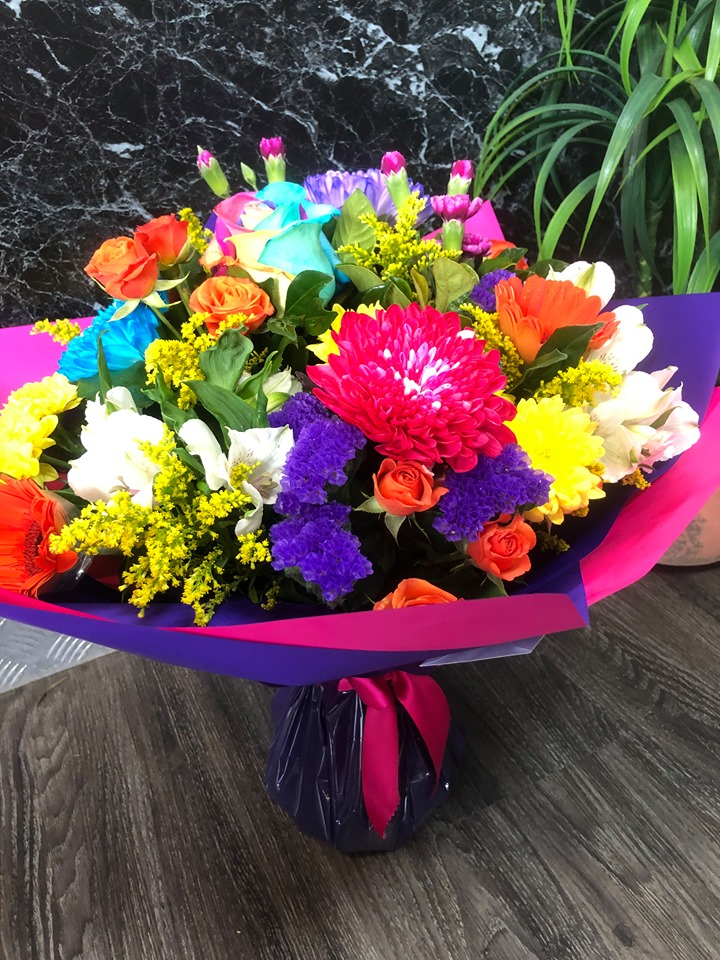 Seasonal Flower Bouquet - Rainbow (Colours and flowers dependant on seasonal availability) will be mixed bright image 2