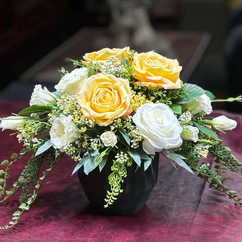 Roses in a Ceramic Container image 0