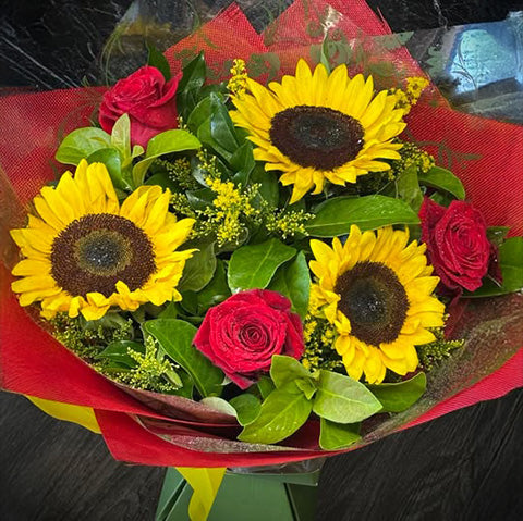 Rose & Sunflowers Cardboard Vase image 0