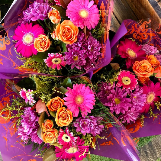 Seasonal Flower Bunch - Pink &amp; Orange (Colours and flowers will vary from image due to seasonal availability) image 0