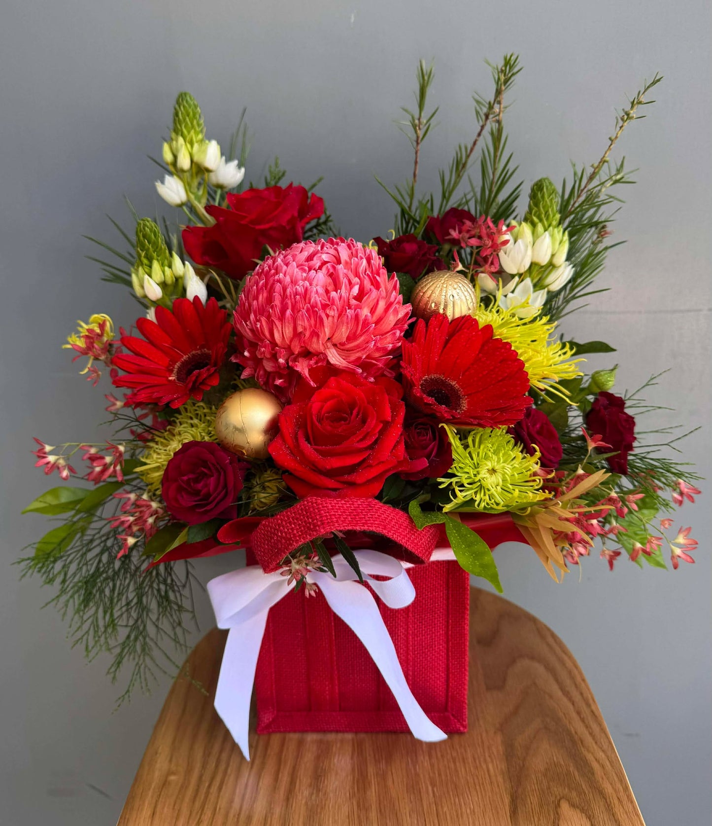 Christmas Hessian Bag Arrangements
