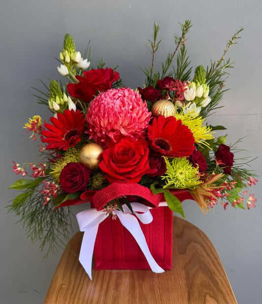 Christmas Hessian Bag Arrangements