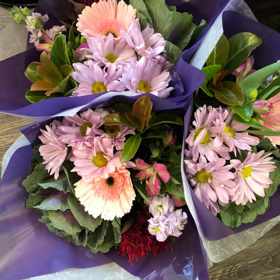 Seasonal Flower Bunch - Pastel Pink &amp; Mauve (Colours and flowers will vary to image due to seasonal availability) image 0